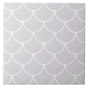 White Scalloped Mermaid Scale Pattern Tegeltje
