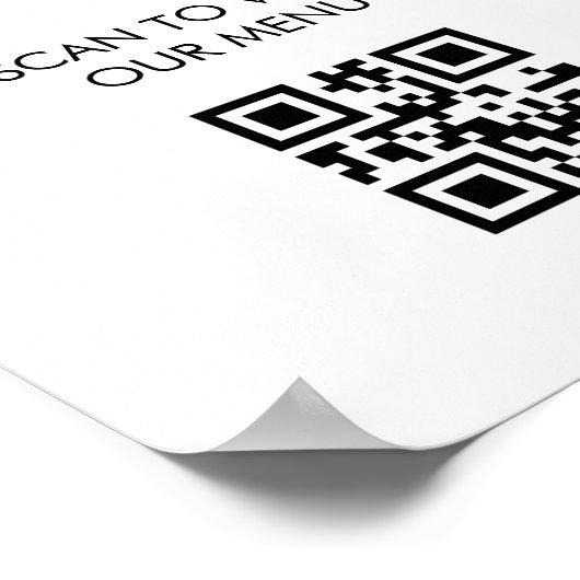 White Scan Me QR Code Price List Menu Poster (Hoek)
