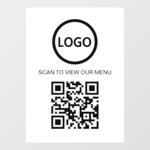 White Scan Me QR Code Price List Menu Sign Raamsticker