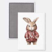 White Schattige Bunny Love Magneet (Voorkant / Achterkant)
