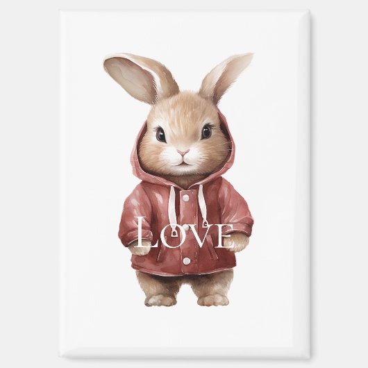White Schattige Bunny Love Magneet (Voorkant)