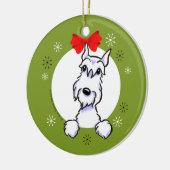 White Schnauzer Cropped Ears Kerstkerskassic Keramisch Ornament (Links)
