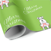 White Schnauzer Dog Merry kerst Light Green Cadeaupapier (Rol Hoek)