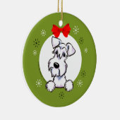 White Schnauzer Natural Ears kerstclassic Keramisch Ornament (Rechts)