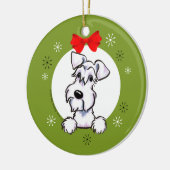 White Schnauzer Natural Ears kerstclassic Keramisch Ornament (Links)