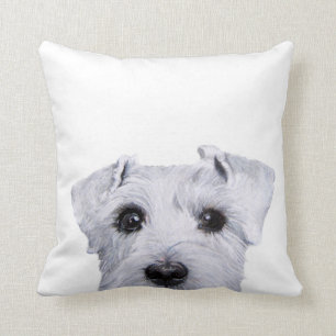 White Schnauzer, origineel schilderij en ontwerp Kussen