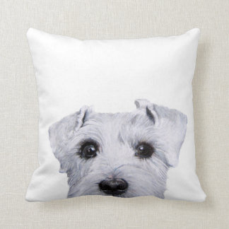White Schnauzer, origineel schilderij en ontwerp Kussen
