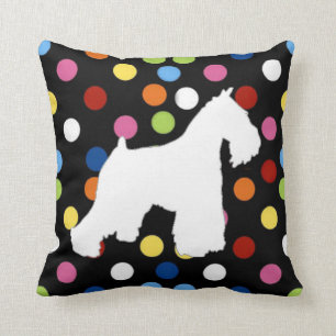 White Schnauzer Polka Dot Pillow Kussen