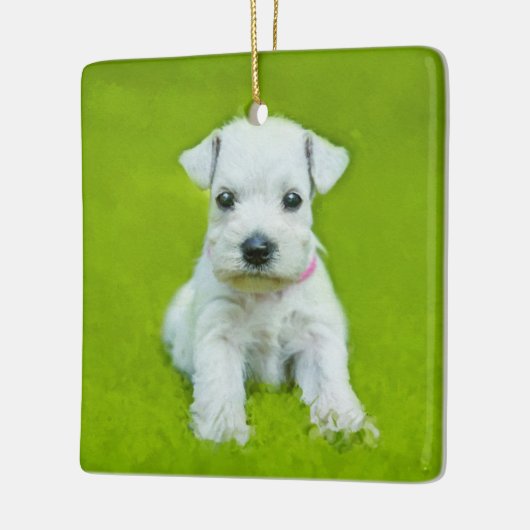 White Schnauzer Puppy Keramisch Ornament (Links)