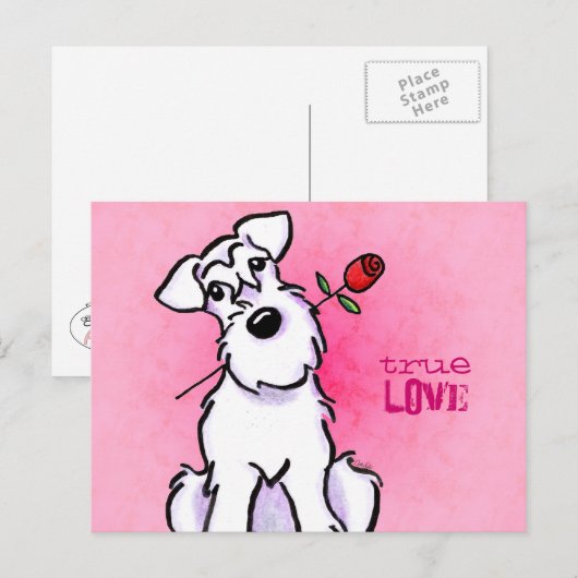 White Schnauzer Roos Love Message Custom Briefkaart (Voorkant / Achterkant)