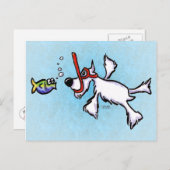White Schnauzer Snorkeling Off-Leash Art™ Briefkaart (Voorkant / Achterkant)