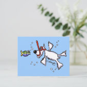 White Schnauzer Snorkeling under Blue Zee Briefkaart (Staand voorkant)