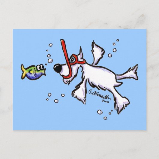 White Schnauzer Snorkeling under Blue Zee Briefkaart (Voorkant)