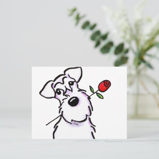 White Schnauzer Sweeite Roos Briefkaart (Staand voorkant)