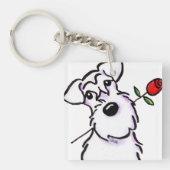 White Schnauzer Sweeite Roos Sleutelhanger (voorkant)