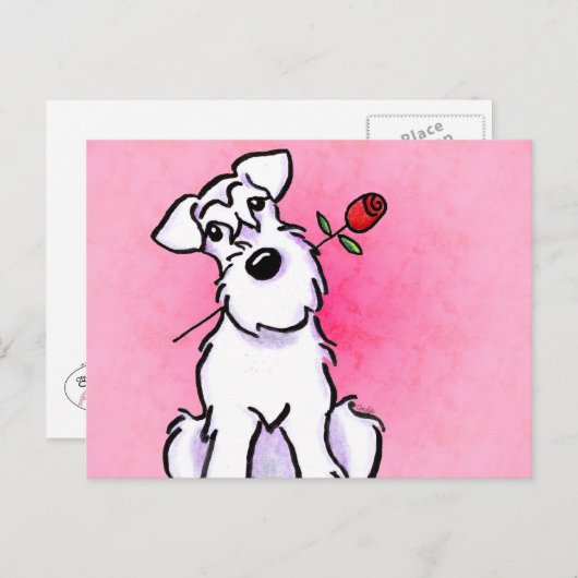 White Schnauzer SweeLieverd Off-Leash Art™ Briefkaart (Voorkant / Achterkant)