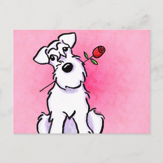 White Schnauzer SweeLieverd Off-Leash Art™ Briefkaart (Voorkant)