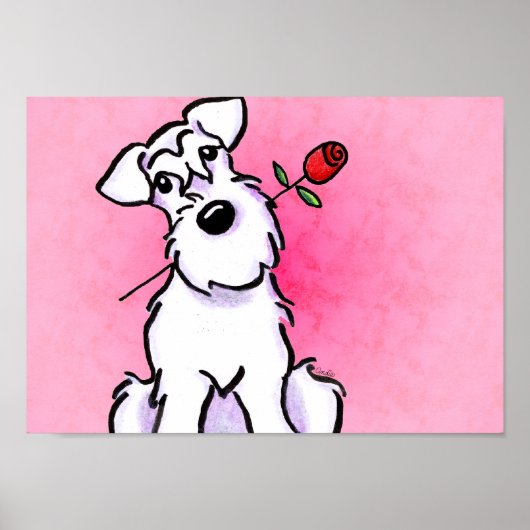 White Schnauzer SweeLieverd Pink Off-Leash Art™ Poster (Voorkant)