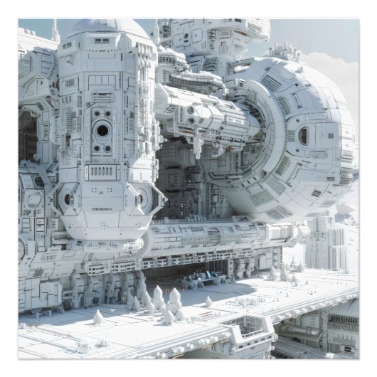 White Sci-Fi Space Base Foto Afdruk (Voorkant)