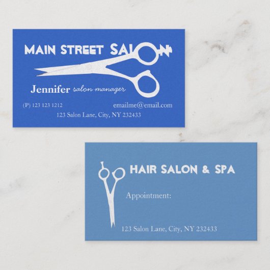 White Scissors Hair Stylist Beauty Salon Spa Afsprakenkaartje (Voorkant / Achterkant)