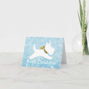 White Scottie Snow personaliseren Feestdagen Kaart