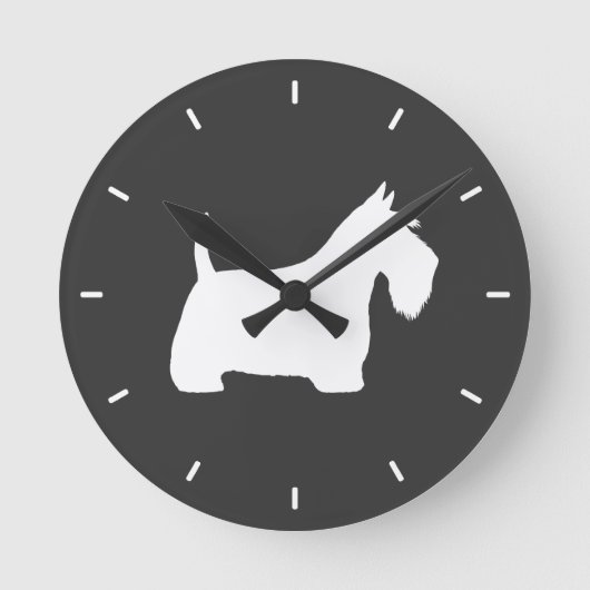 White Scottish Terrier Silhouette Ronde Klok (Voorkant)