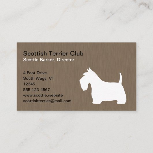 White Scottish Terrier Silhouette | Scottie Dog Bu Visitekaartje (Voorkant)