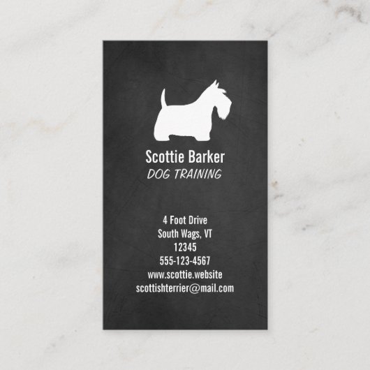White Scottish Terrier Silhouette | Scottie Dog Visitekaartje (Voorkant)