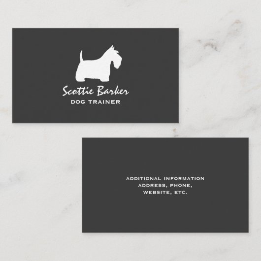 White Scottish Terrier Silhouette | Scottie Dog Visitekaartje (Voorkant / Achterkant)