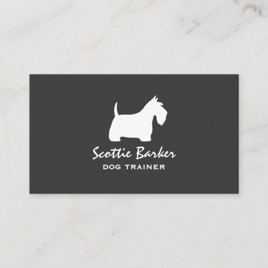 White Scottish Terrier Silhouette | Scottie Dog Visitekaartje (Voorkant)