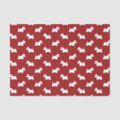 White Scottish Terrier Silhouettes Pattern Red Tissuepapier (Voorkant)