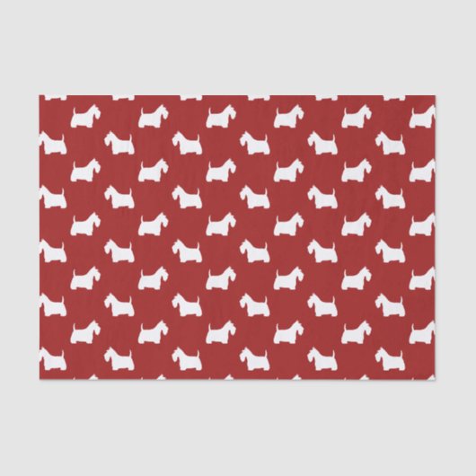 White Scottish Terrier Silhouettes Pattern Red Tissuepapier (Voorkant)