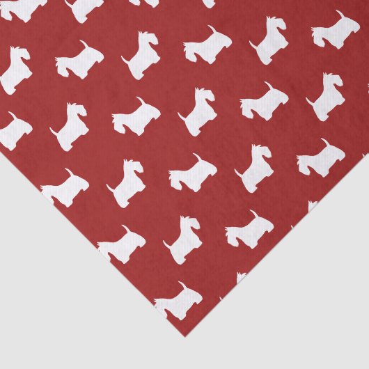 White Scottish Terrier Silhouettes Pattern Red Tissuepapier (Detail)