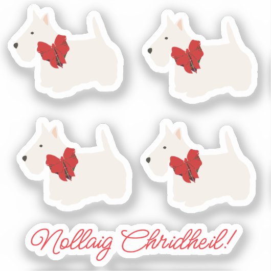 White Scottish Terrier Tartan Sticker (Voorkant)