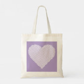 White Scribble Heart op Paarse achtergrond Tote Bag (Achterkant)