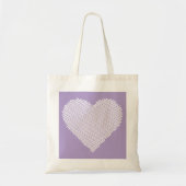 White Scribble Heart op Paarse achtergrond Tote Bag (Voorkant)