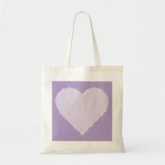 White Scribble Heart op Paarse achtergrond Tote Bag (Voorkant)