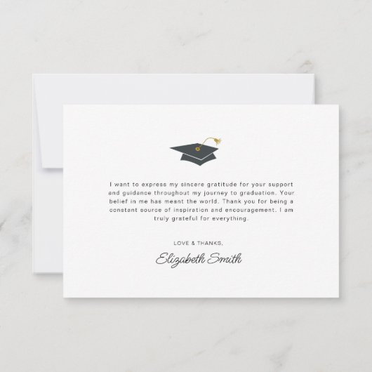 White Script afstuderen Dank u fotokaart Bedankkaart (Achterkant)