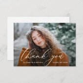 White Script afstuderen Dank u fotokaart Bedankkaart (Voorkant / Achterkant)