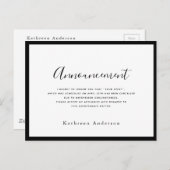 White Script Annuleringsaankondiging Briefkaart (Voorkant / Achterkant)