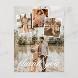 White Script Bedankt voor je bruiloft foto Collage Aankondigingskaart