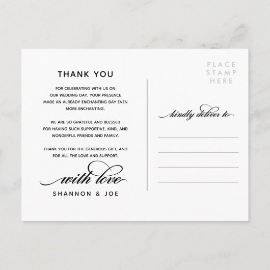 White Script Bedankt voor je bruiloft foto Collage Aankondigingskaart (Achterkant)