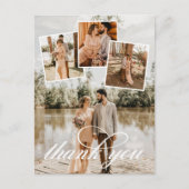 White Script Bedankt voor je bruiloft foto Collage Aankondigingskaart (Voorkant)