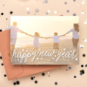 White Script Big Photo Happy New Year Holiday Kaar Feestdagenkaart