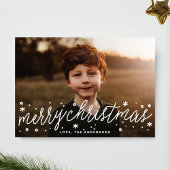 White Script Big Photo Merry Kerstmis Kaart