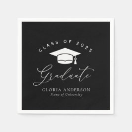 white script black afstuderen servet