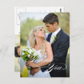 WHITE SCRIPT BRUILOFT BEDANKT FOTO BRIEFKAART (Voorkant / Achterkant)