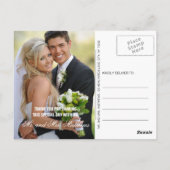 WHITE SCRIPT BRUILOFT BEDANKT FOTO BRIEFKAART (Achterkant)