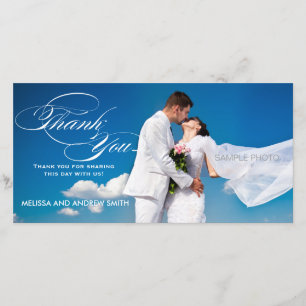 WHITE SCRIPT BRUILOFT BEDANKT FOTOKAART