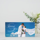 WHITE SCRIPT BRUILOFT BEDANKT FOTOKAART (Staand voorkant)